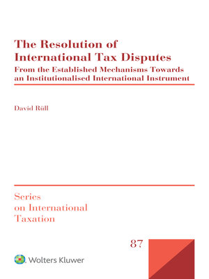 cover image of The Resolution of International Tax Disputes